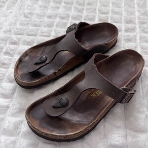 Birkenstock 37 Gizeh Brown Leather Thong Sandals US 6